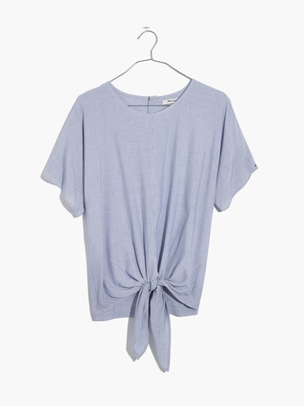 Madewell Button-Back Tie Tee Blouse in Blue Stripe